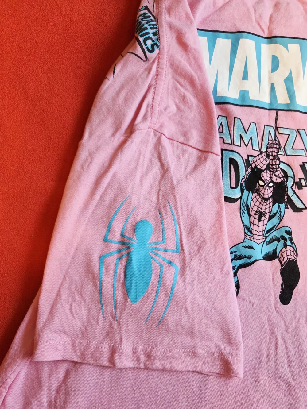 MARVEL Spider-Man Comic Panels Graphic T-Shirt Unisex XL  Pink